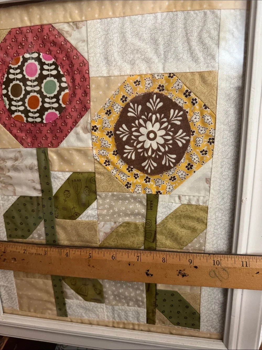 Floral Quilt Art - Pink & Yellow Blooms